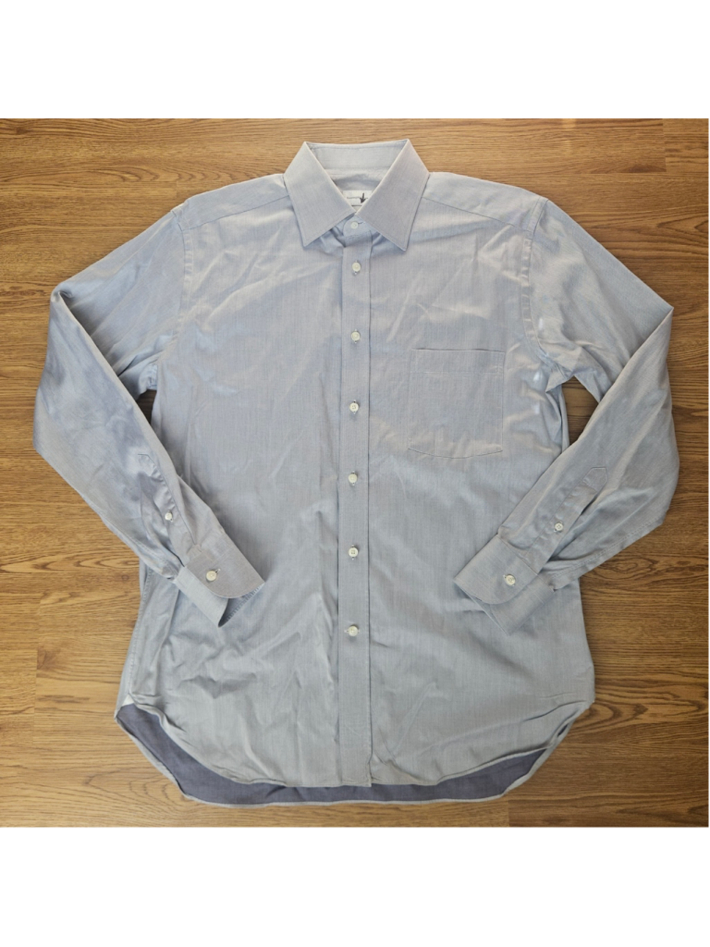 Ermenegildo Zegna Blue Regular Fit Cotton Dress Shirt Mens 42 16 1/2